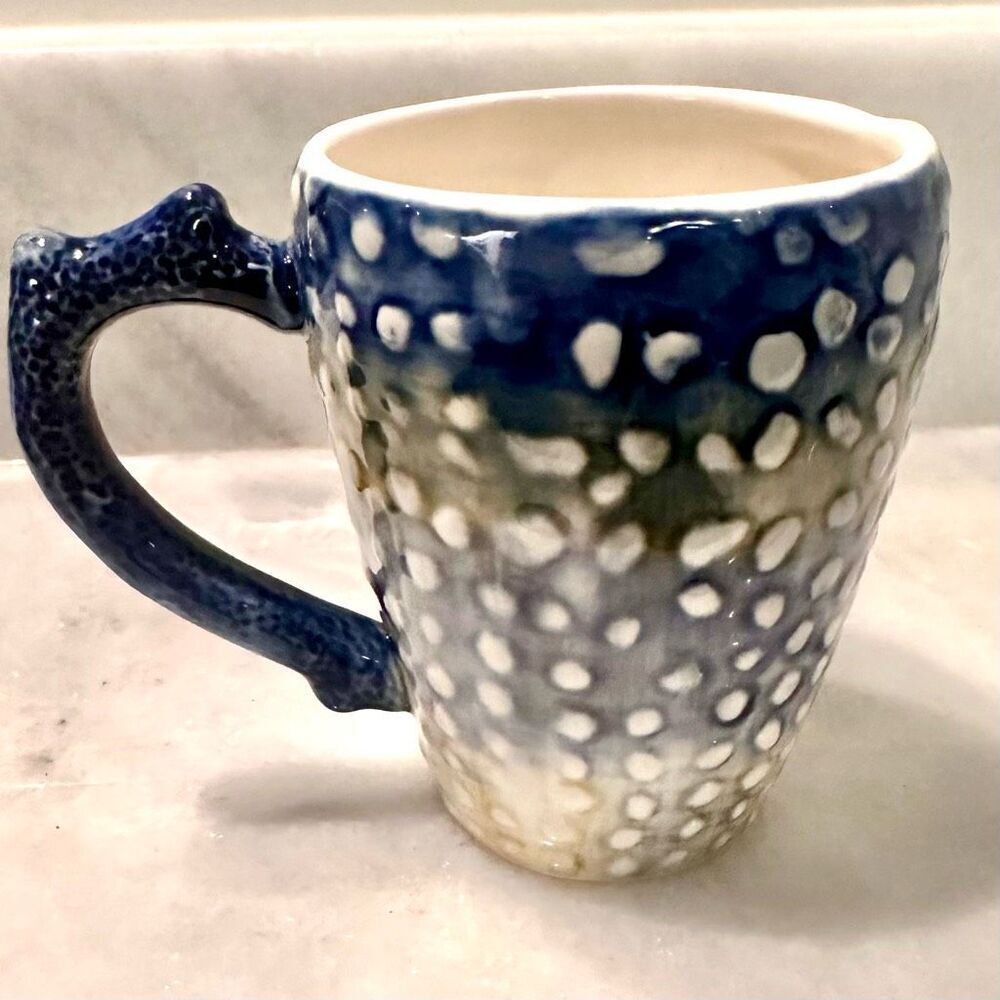NWT Cracker Barrel Textured Sea Shell Ceramic Coffee Mug Cup Blue OS